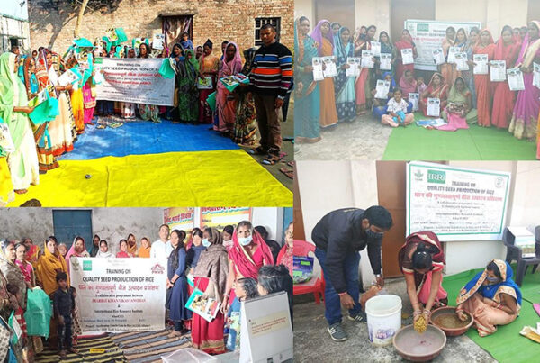 Groups of women gather for training in rural India